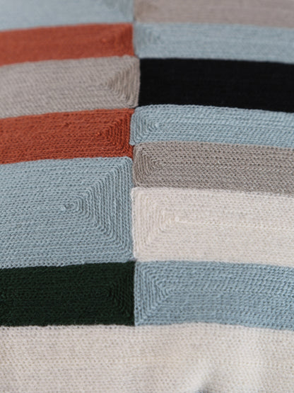 Jason Geometric Embroidered Cushion - Ciel  Rust - 45x45cm