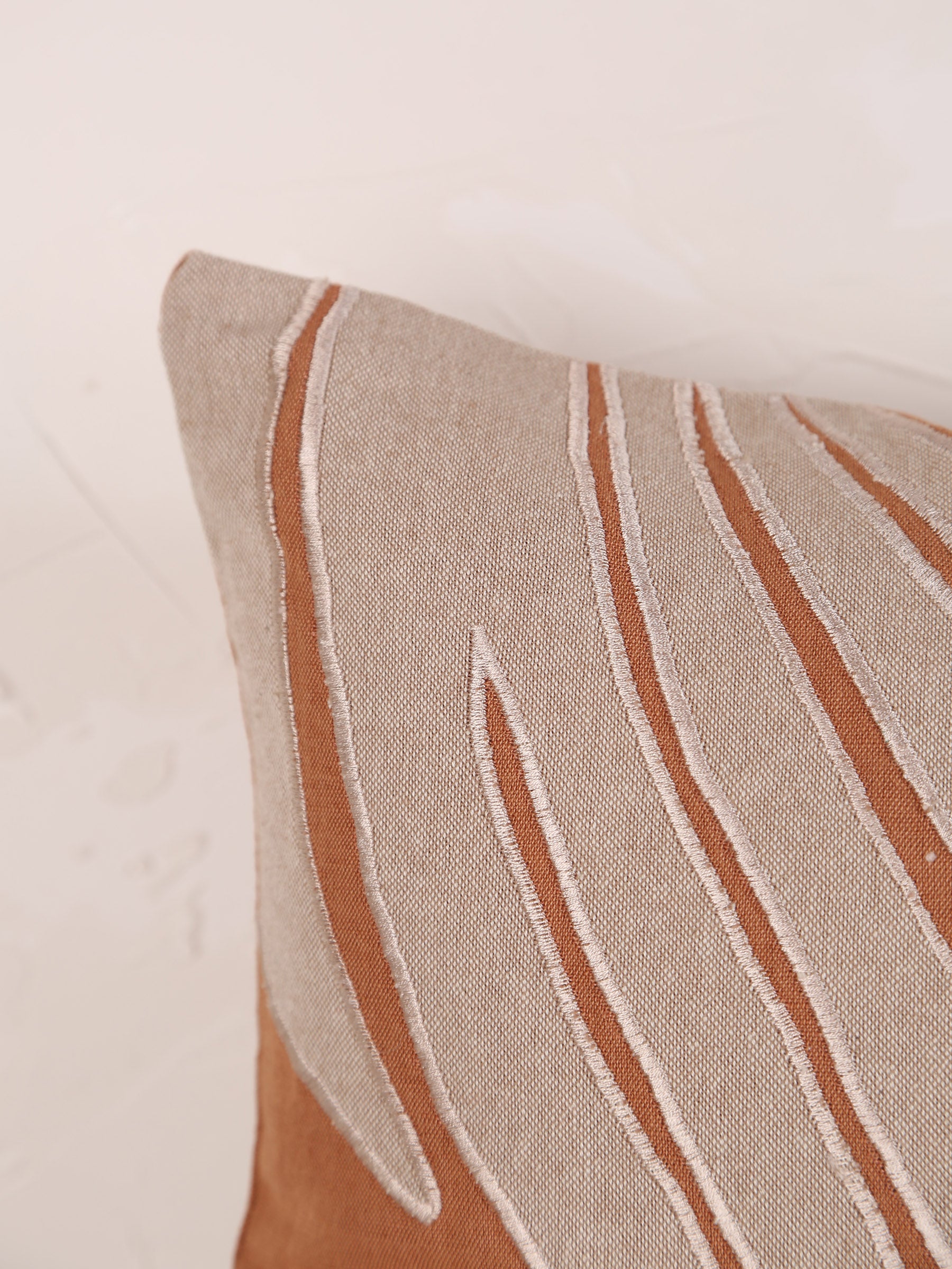 Nilos Embroidered Cushion - Moka Rust - 30x50cm