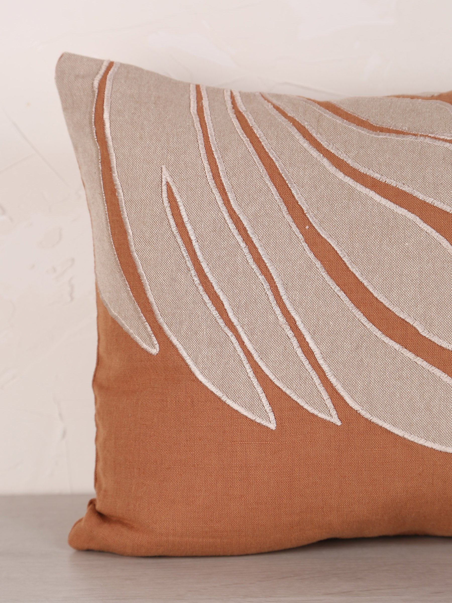 Nilos Embroidered Cushion - Moka Rust - 30x50cm