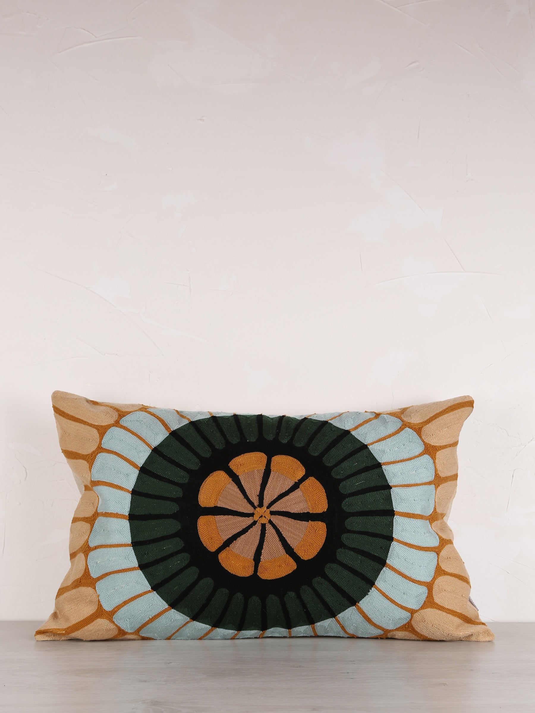 Zeno Organic Embroidered Cushion - Warm Tones - 40x65cm