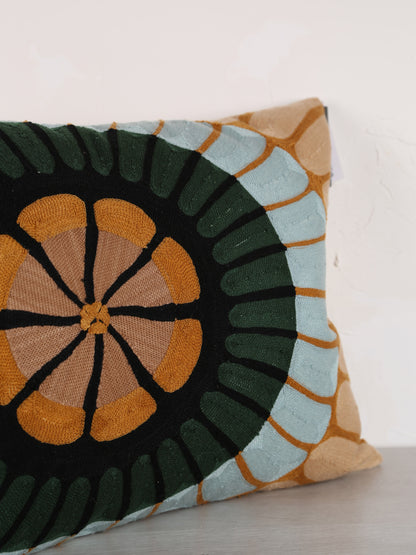 Zeno Organic Embroidered Cushion - Warm Tones - 40x65cm