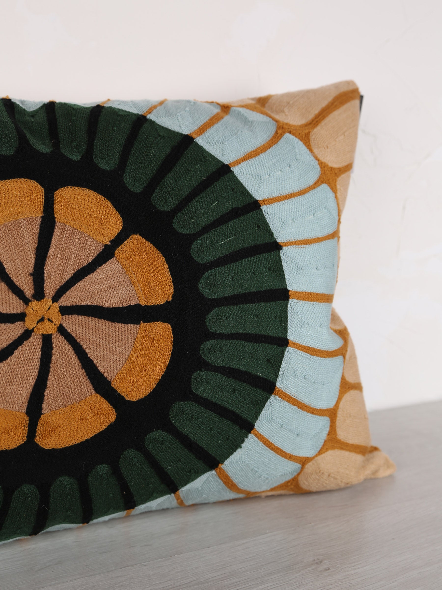 Zeno Organic Embroidered Cushion - Warm Tones - 40x65cm