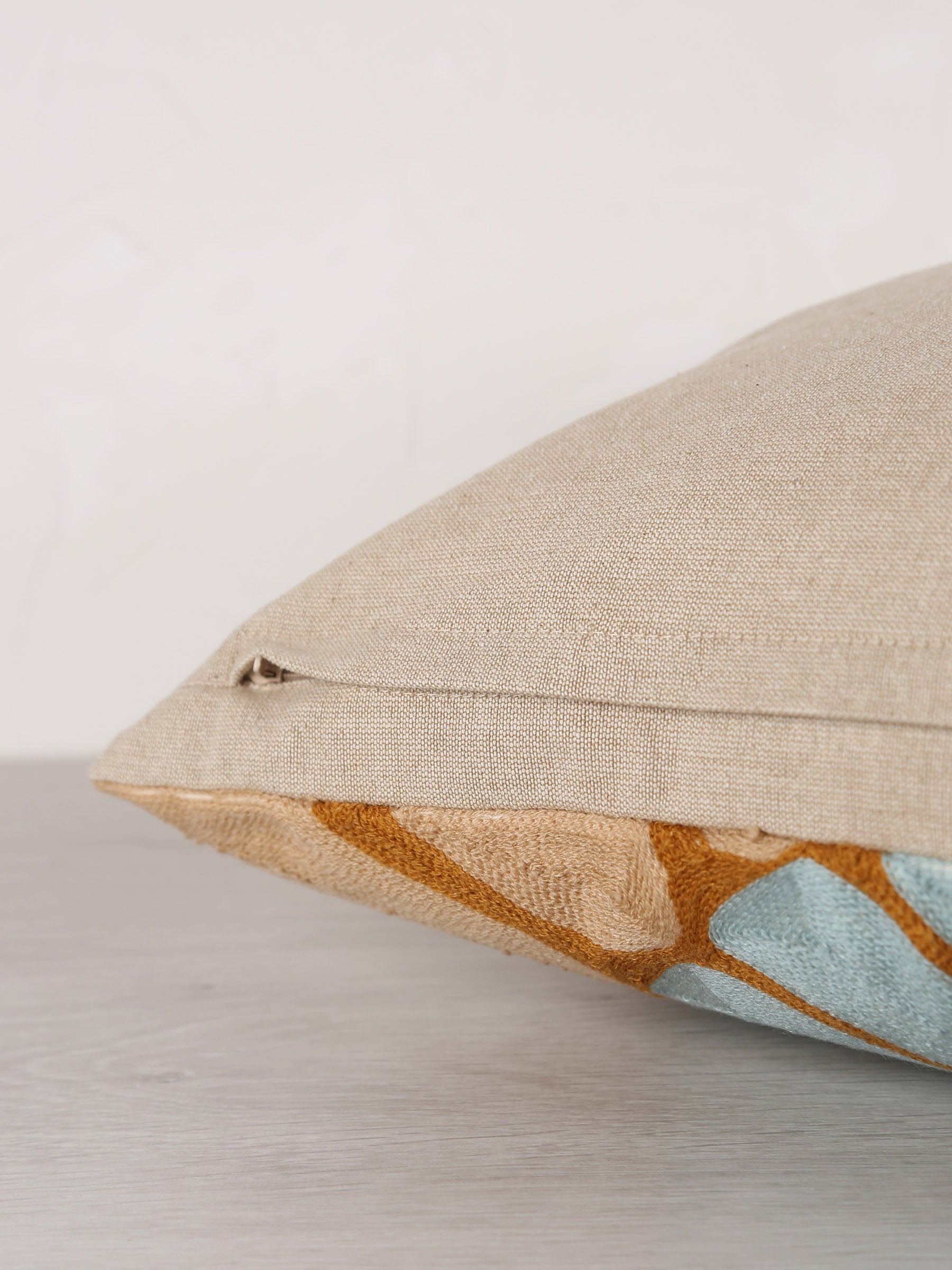 Zeno Organic Embroidered Cushion - Warm Tones - 40x65cm
