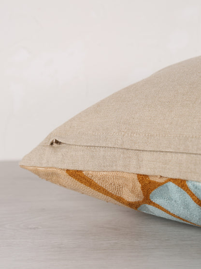 Zeno Organic Embroidered Cushion - Warm Tones - 40x65cm