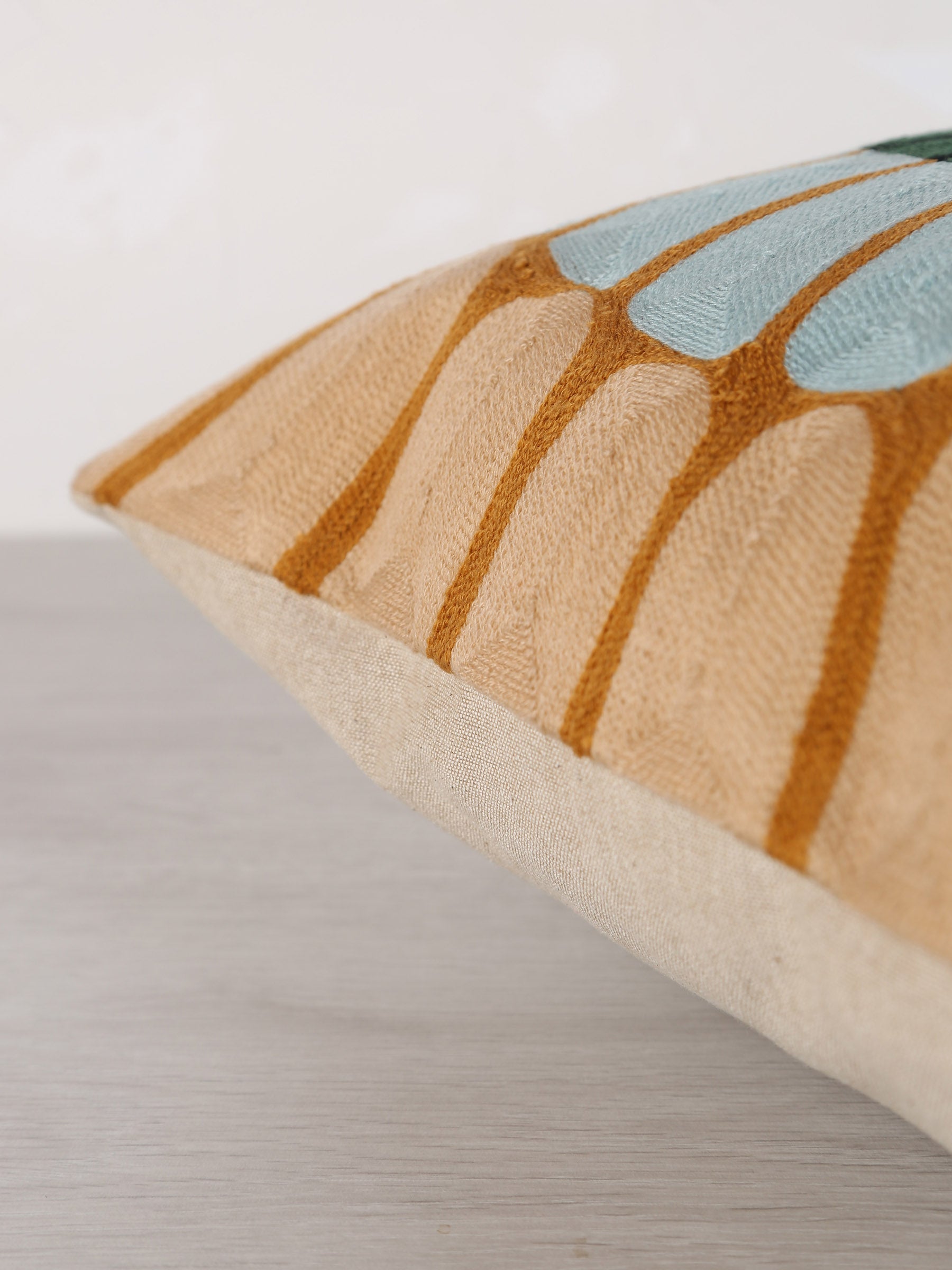Zeno Organic Embroidered Cushion - Warm Tones - 40x65cm