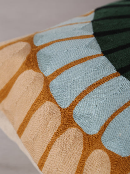 Zeno Organic Embroidered Cushion - Warm Tones - 40x65cm