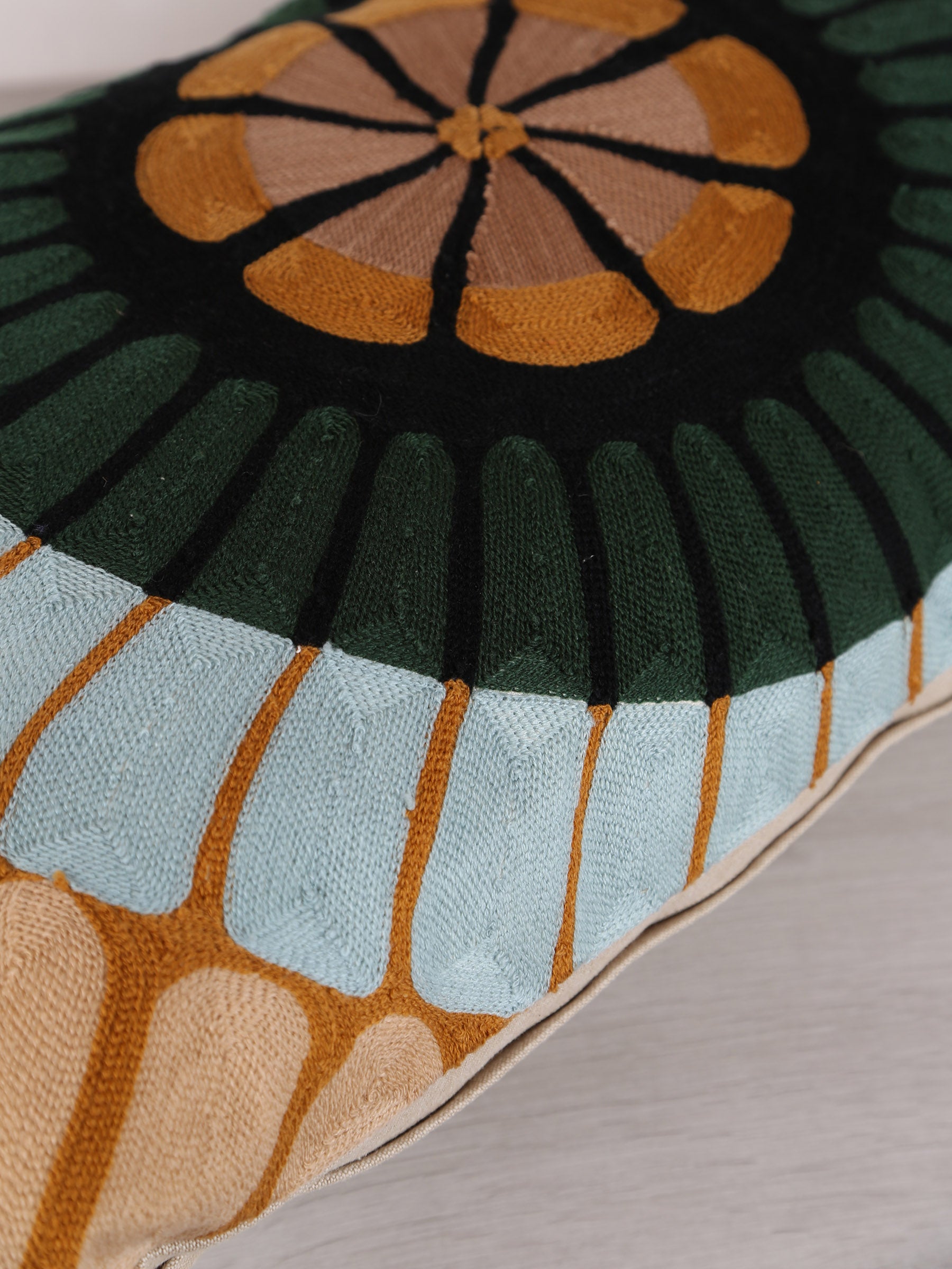 Zeno Organic Embroidered Cushion - Warm Tones - 40x65cm