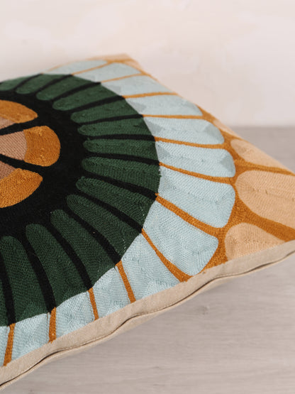 Zeno Organic Embroidered Cushion - Warm Tones - 40x65cm