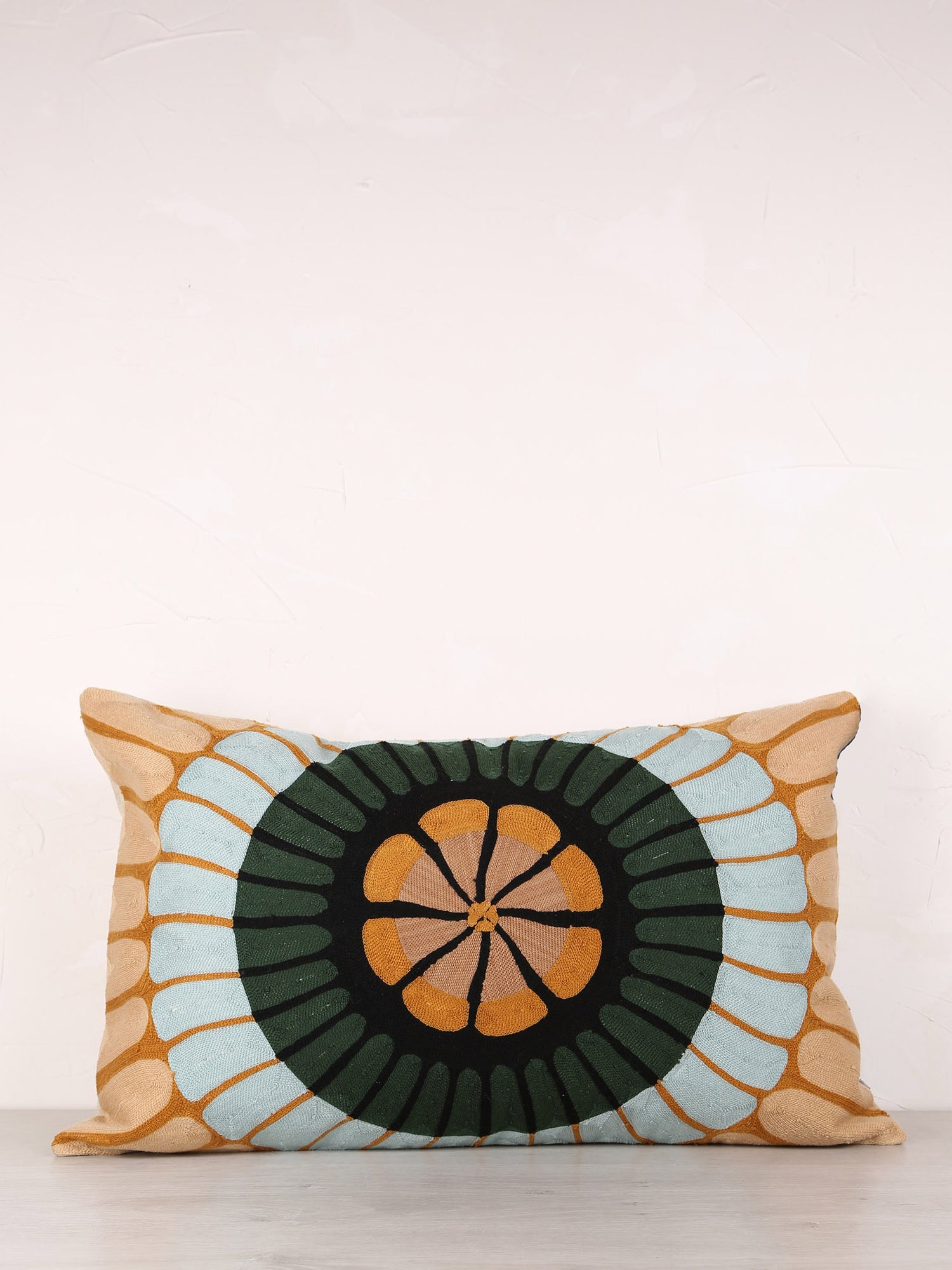 Zeno Organic Embroidered Cushion - Warm Tones - 40x65cm