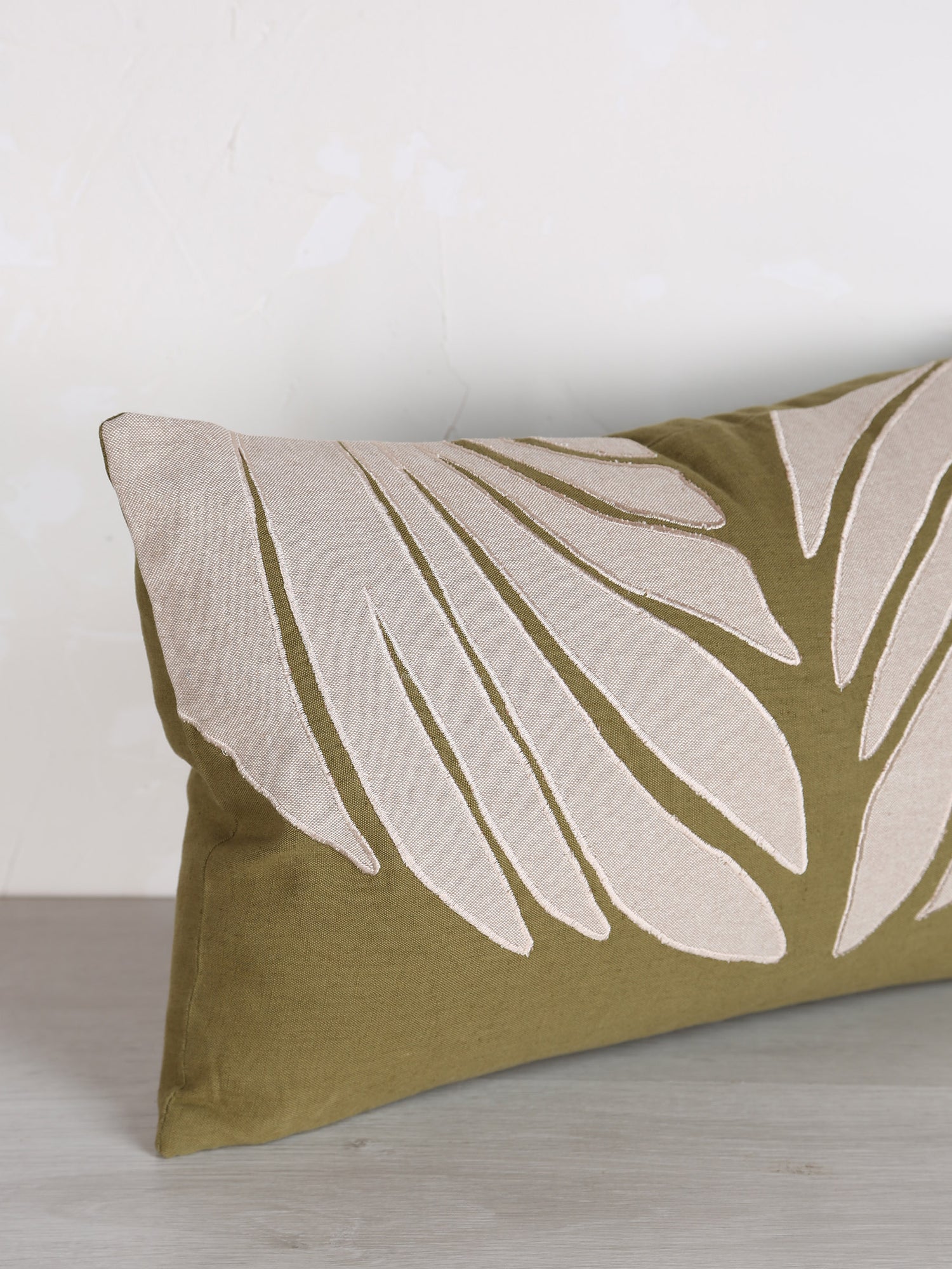 Nilos Embroidered Cushion - Cedre Green - 30x50cm