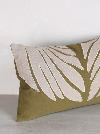 Nilos Embroidered Cushion - Cedre Green - 30x50cm