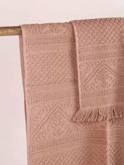 Embossed Jacquard Towel - Noisette - 4 Sizes Available