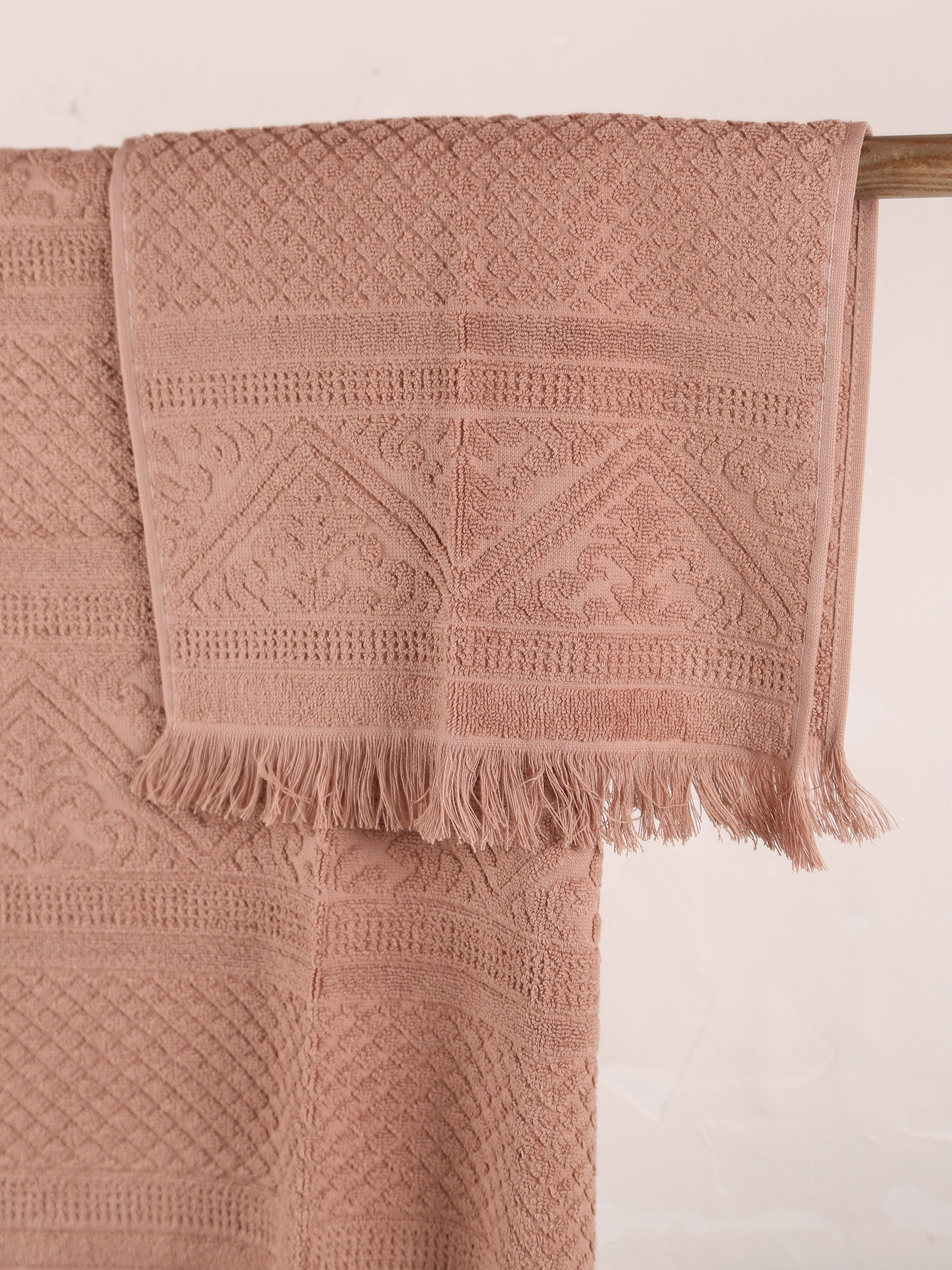 Embossed Jacquard Towel - Noisette - 4 Sizes Available