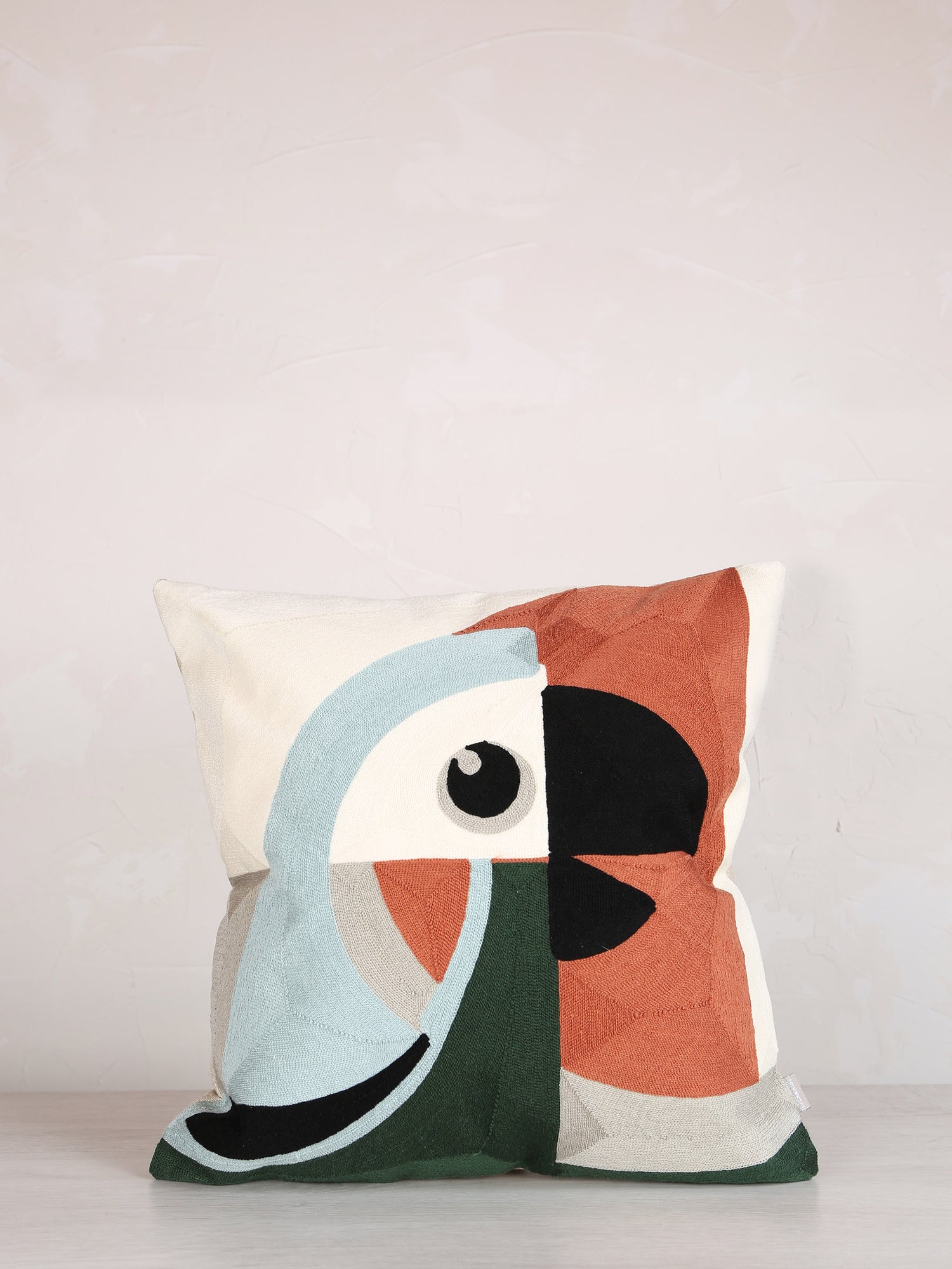 Loro Embroidered Cushion - Ciel  Rust - 45x45cm