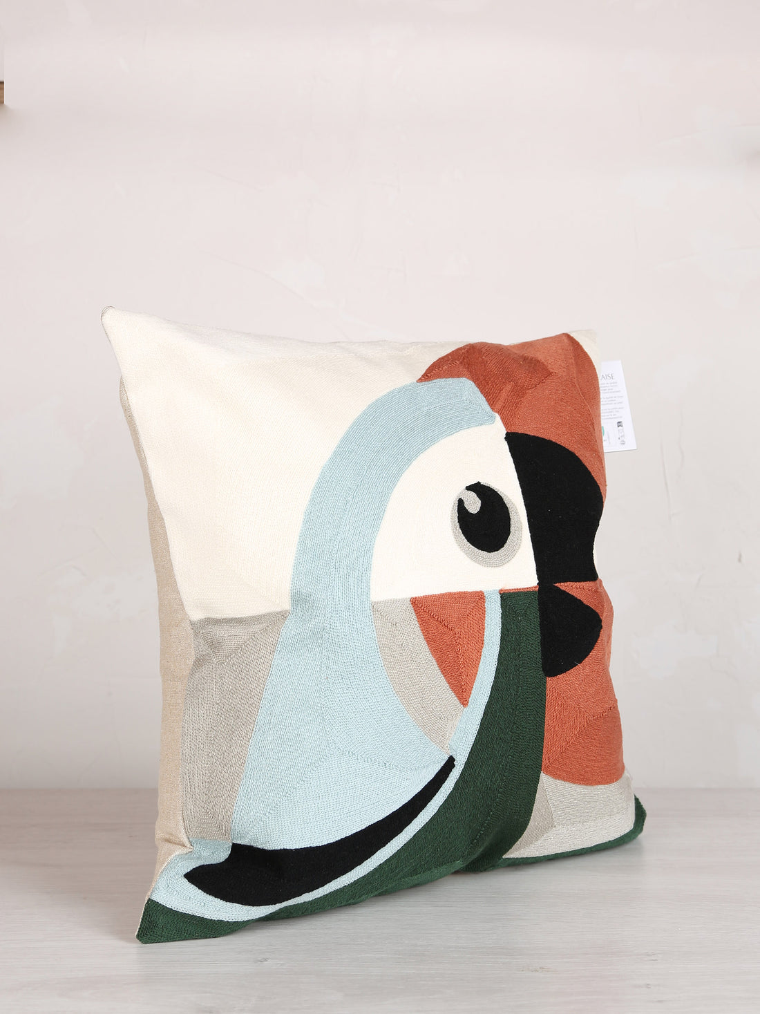 Loro Embroidered Cushion - Ciel  Rust - 45x45cm