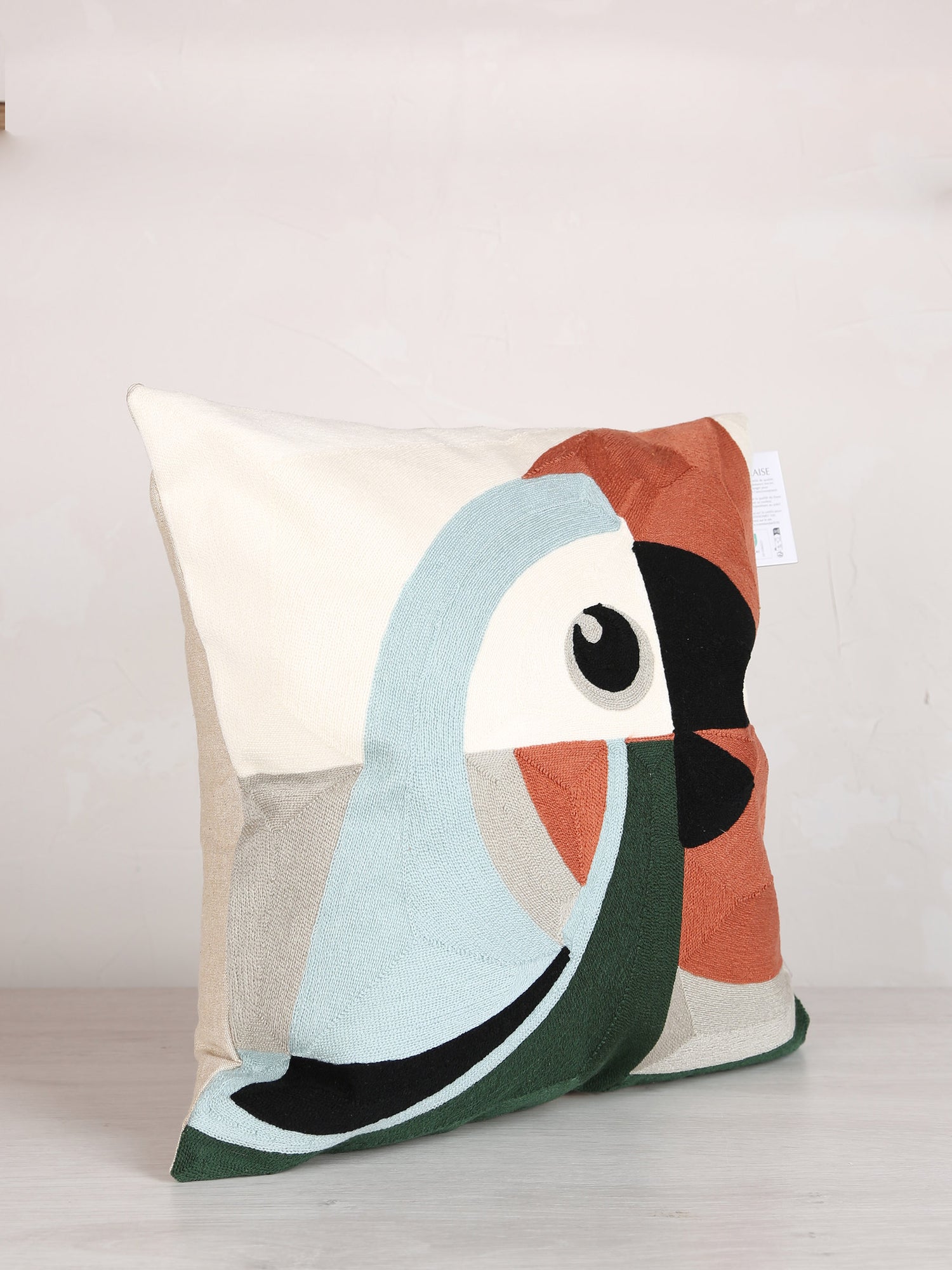 Loro Embroidered Cushion - Ciel  Rust - 45x45cm