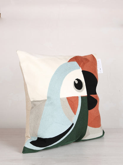 Loro Embroidered Cushion - Ciel  Rust - 45x45cm