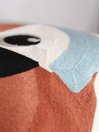 Loro Embroidered Cushion - Ciel  Rust - 45x45cm