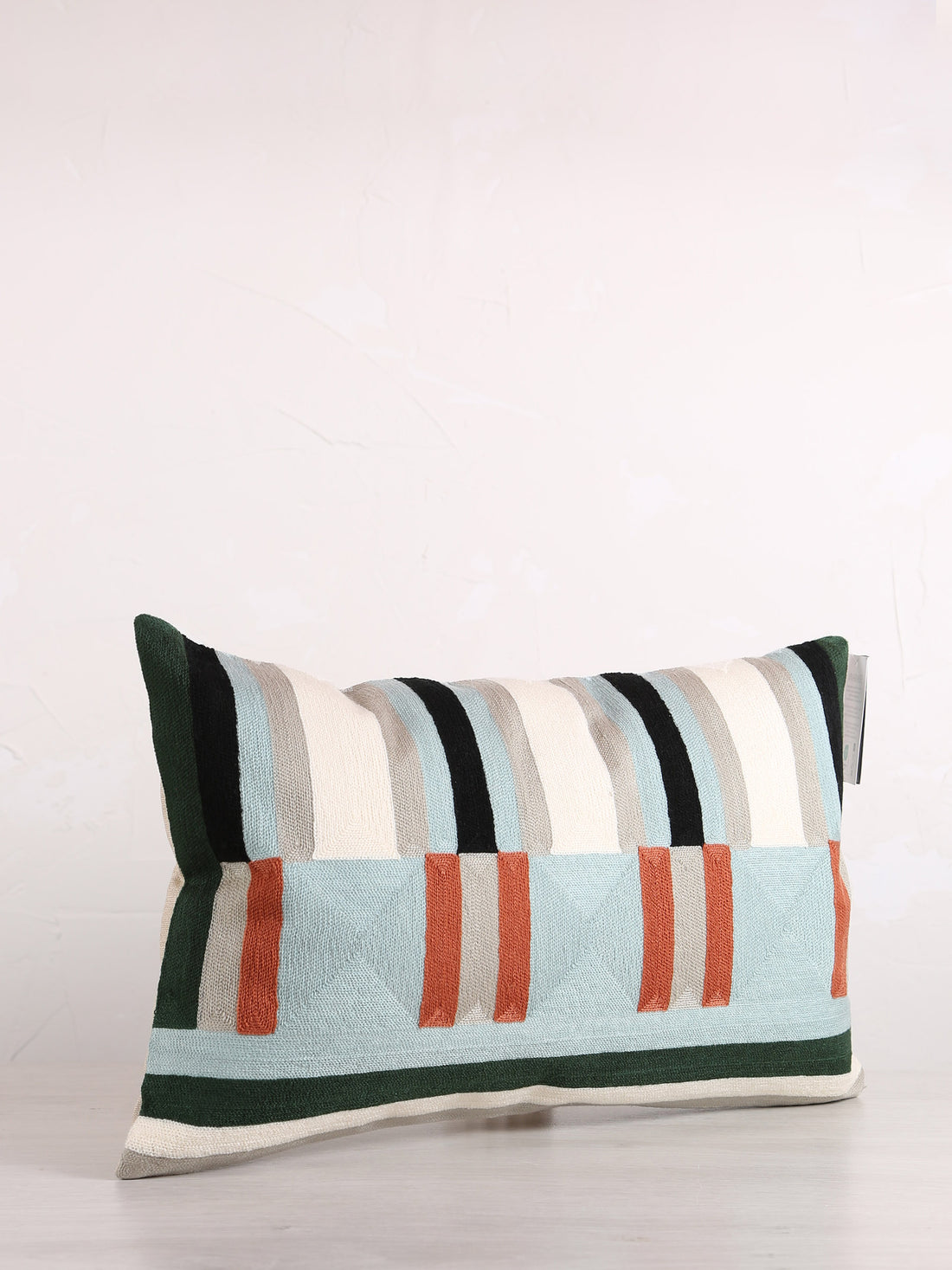 Jason Geometric Embroidered Cushion - Ciel  Rust - 30x50