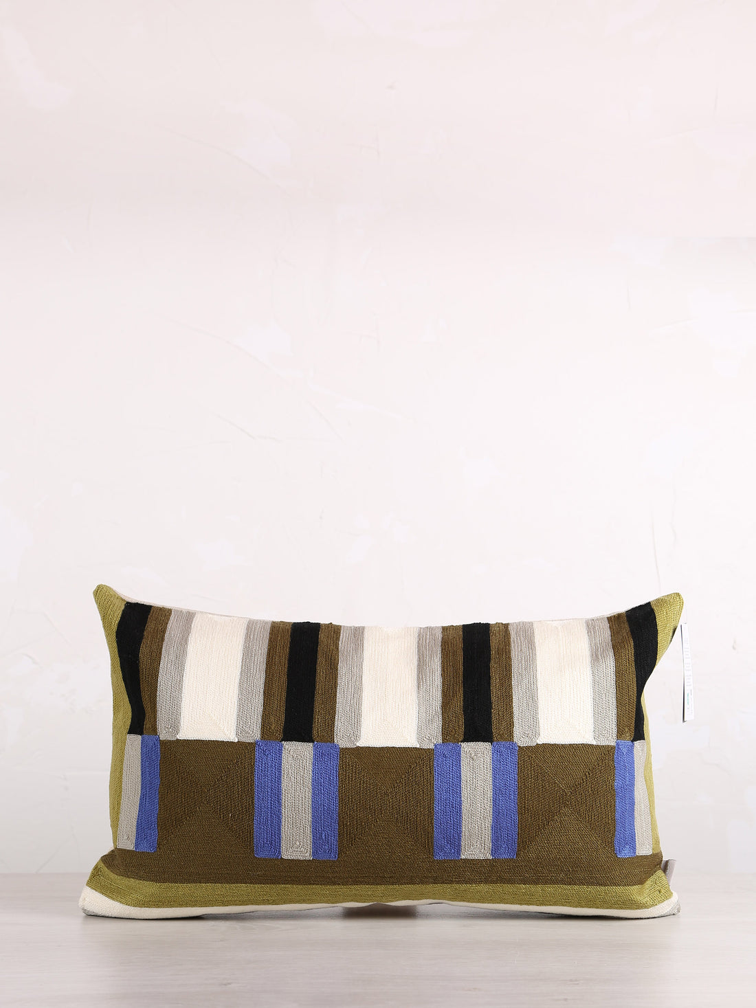 Jason Geometric Embroidered Cushion - Cedre Green - 30x50cm