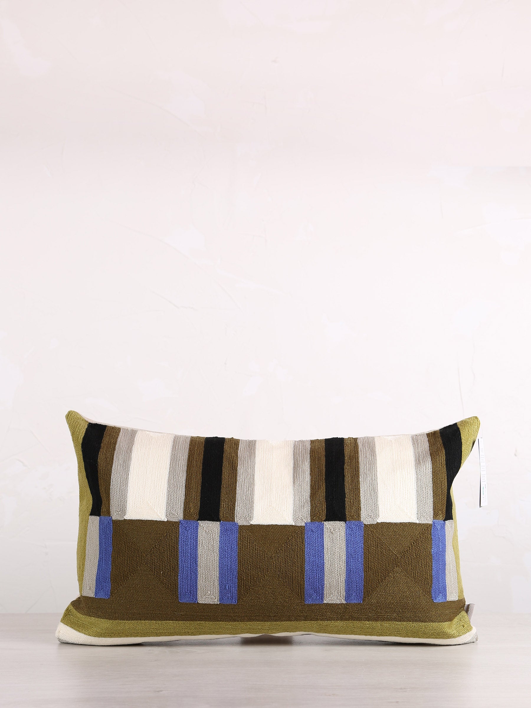 Jason Geometric Embroidered Cushion - Cedre Green - 30x50cm