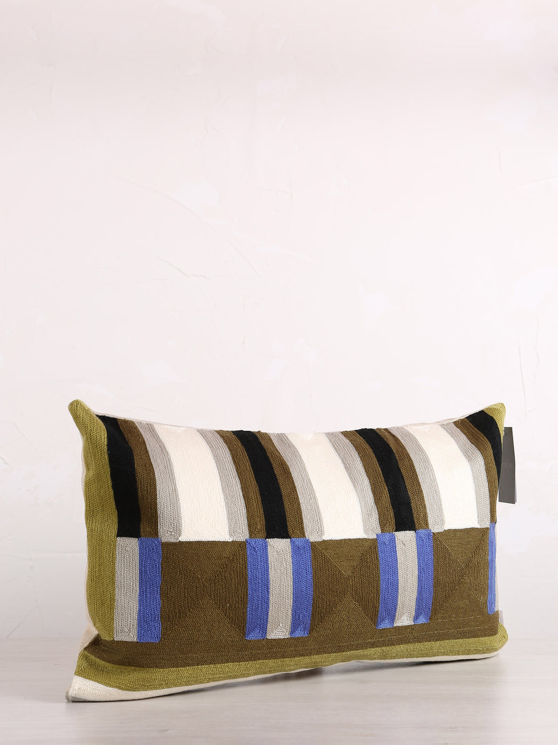 Jason Geometric Embroidered Cushion - Cedre Green - 30x50cm
