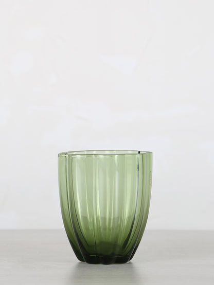 Floretta Fluted Glass Tumbler - Bottle Green -  9X9X10 cm
