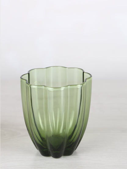 Floretta Fluted Glass Tumbler - Bottle Green -  9X9X10 cm