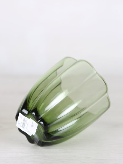 Floretta Fluted Glass Tumbler - Bottle Green -  9X9X10 cm