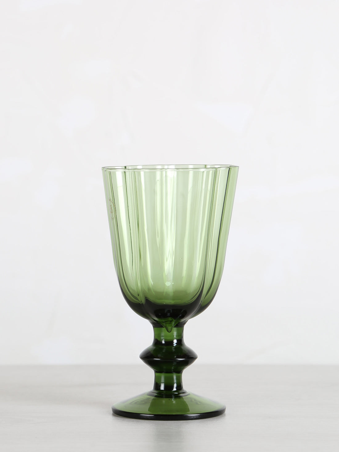 Floretta Fluted Wine Glass - Green -  9X9X15.5 cm