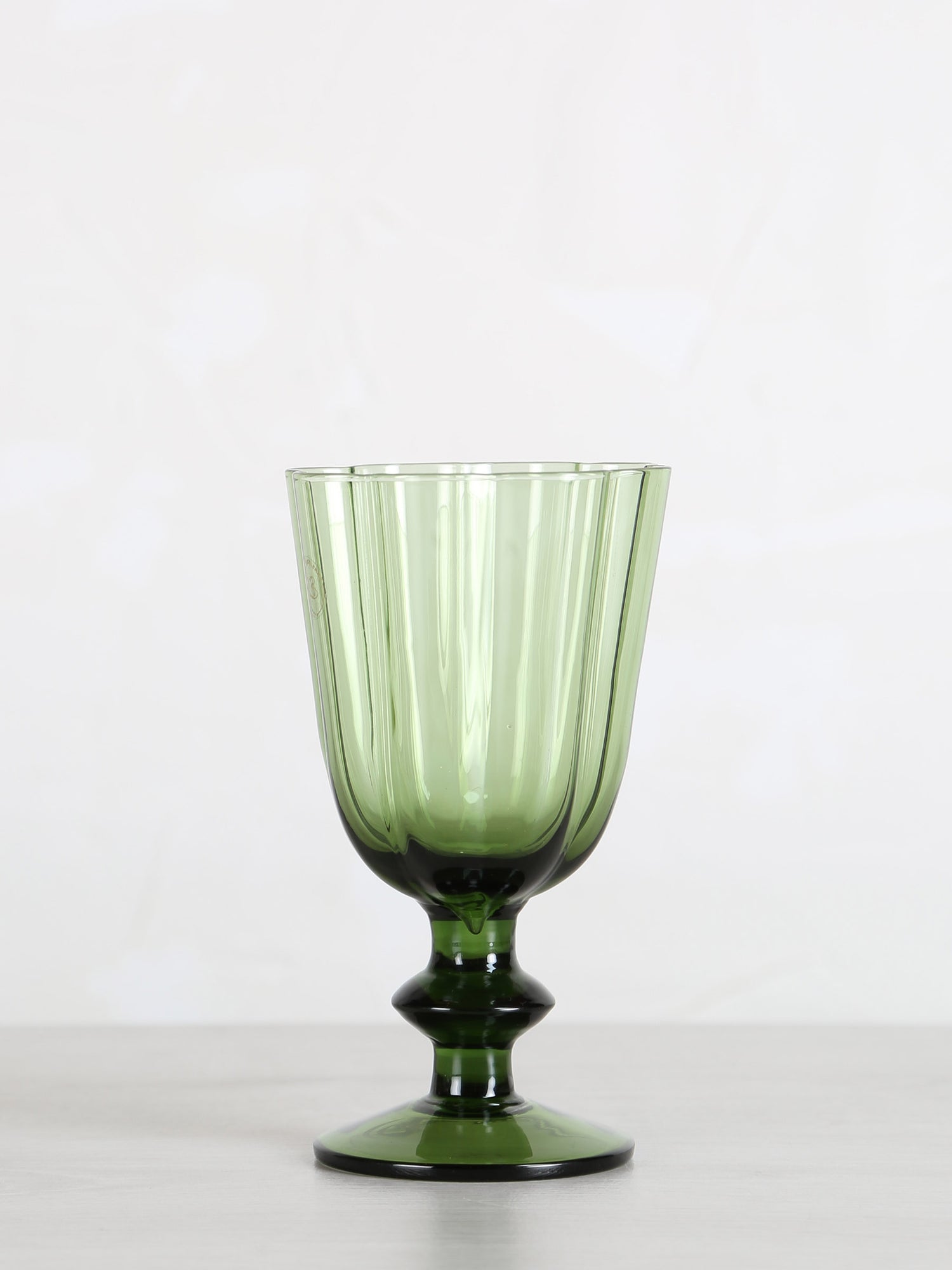 Floretta Fluted Wine Glass - Green -  9X9X15.5 cm