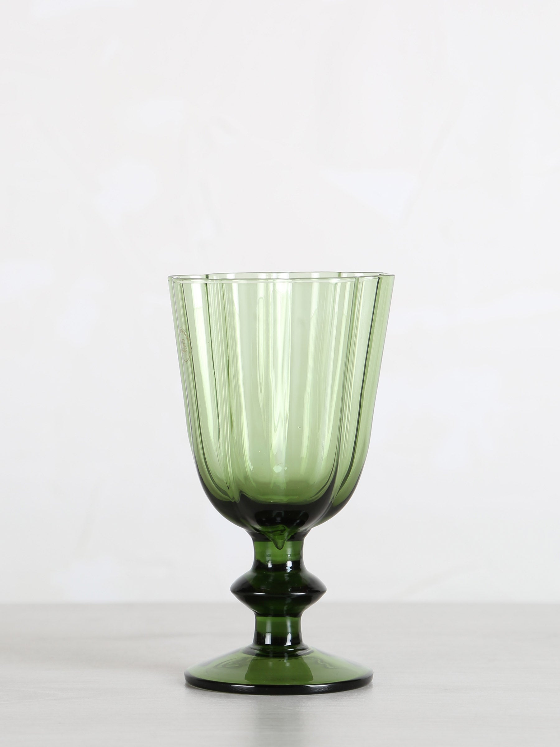 Floretta Fluted Wine Glass - Green -  9X9X15.5 cm