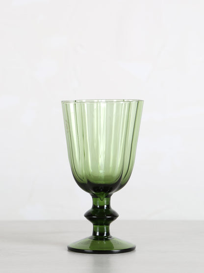 Floretta Fluted Wine Glass - Green -  9X9X15.5 cm