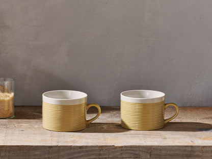 Kai Ribbed Stoneware Mug - Mustard
