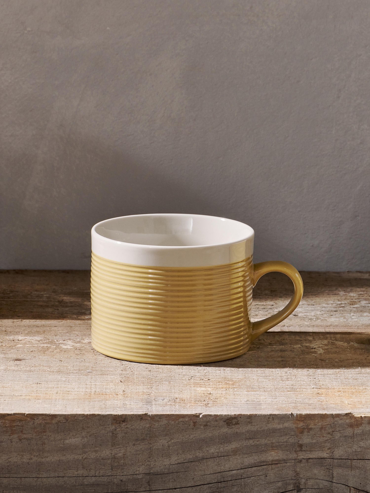 Kai Ribbed Stoneware Mug - Mustard