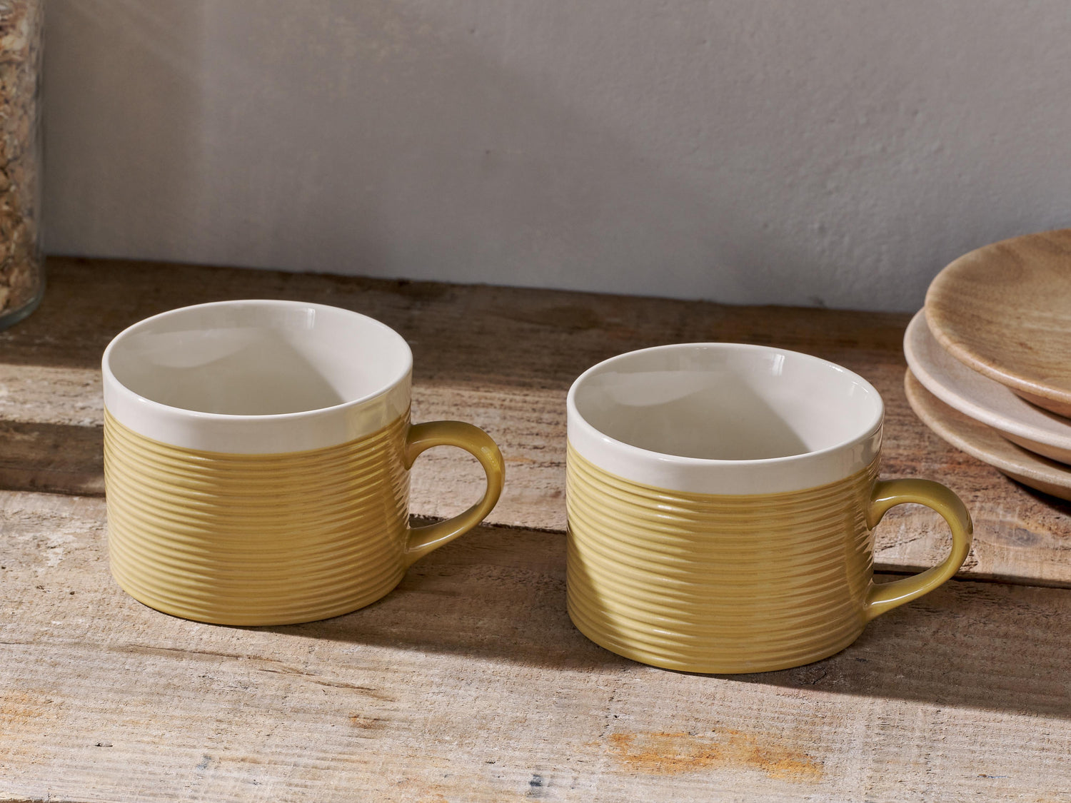 Kai Ribbed Stoneware Mug - Mustard