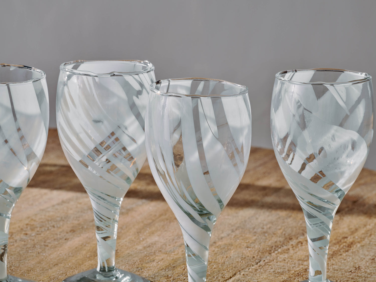 Lohara Recycled Patterned Wine Glass - White