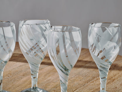 Lohara Recycled Patterned Wine Glass - White