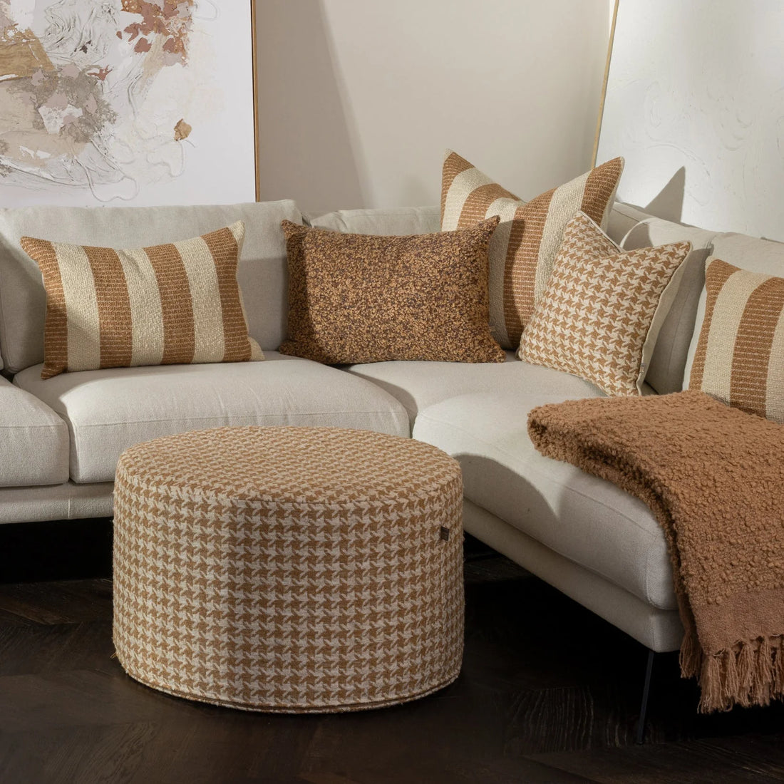 Rue Round Upholstered Ottoman Pouffe