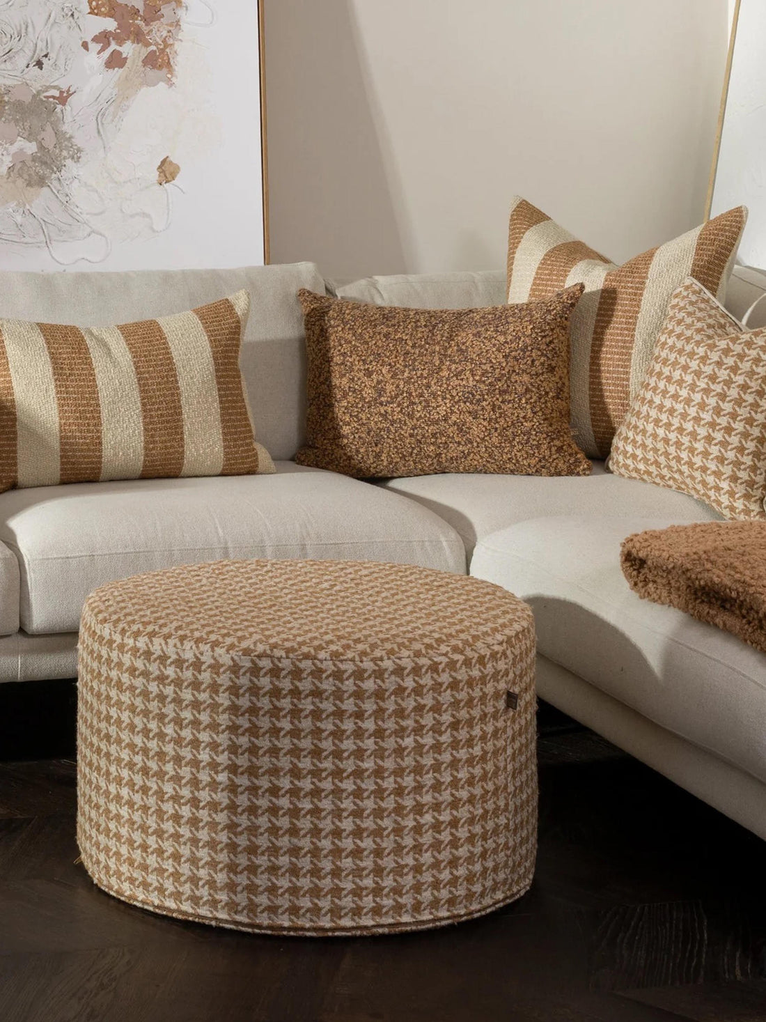 Rue Round Upholstered Ottoman Pouffe