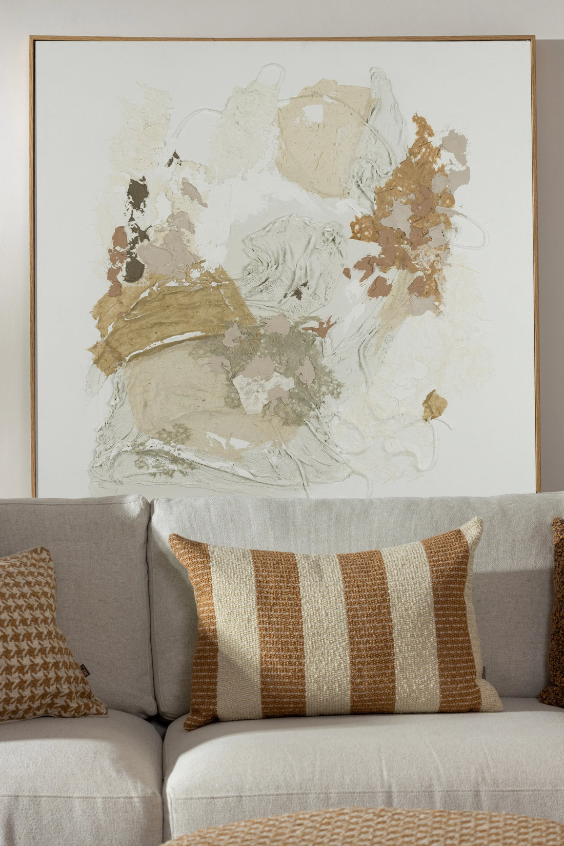 Frida - Hand Painted Abstract Artwork - 100x100x3.8cm - Sage