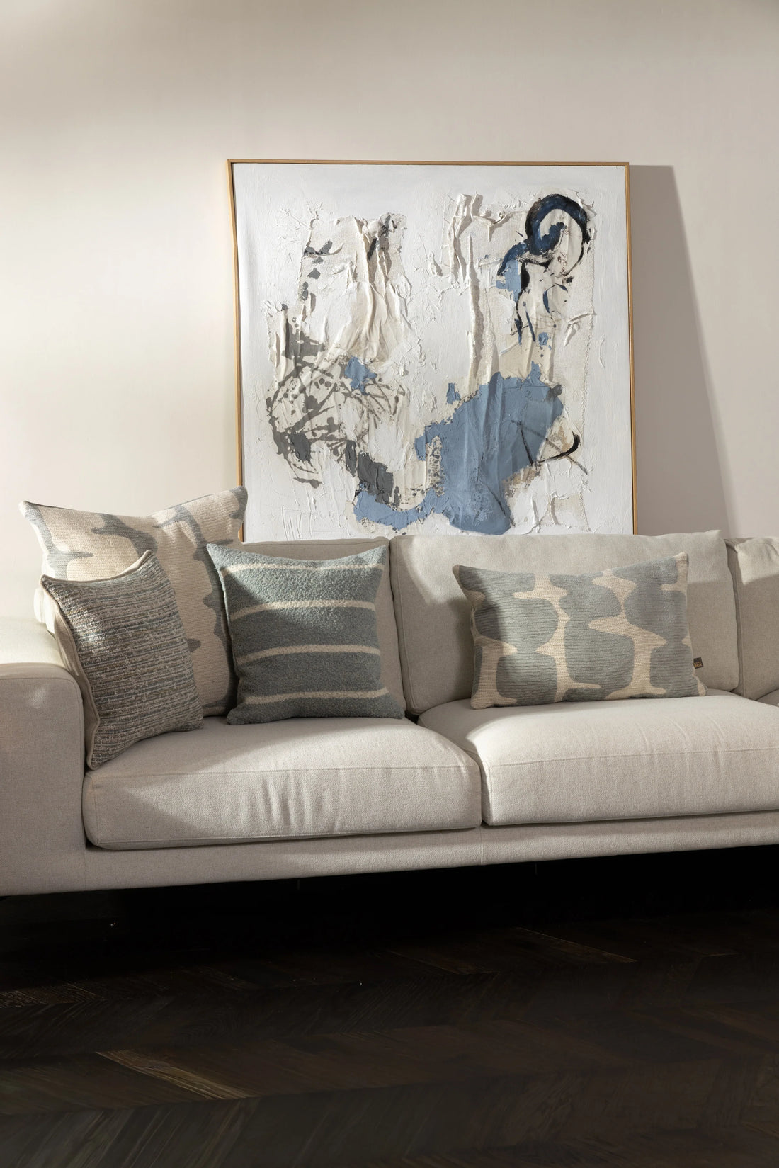 Perrie - Hand Painted Abstract Artwork - 100x100x3.8cm - Natural