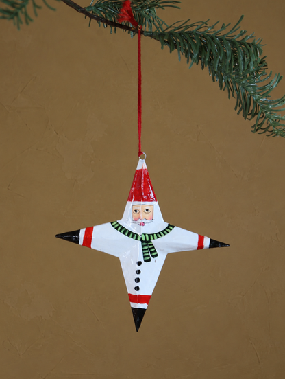 Hand Painted Santa North Star Ornament