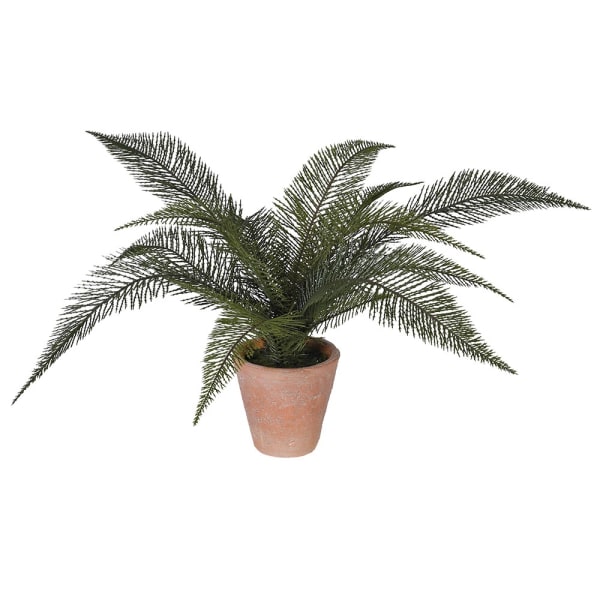 Faux Silver Palm - Ceramic Pot