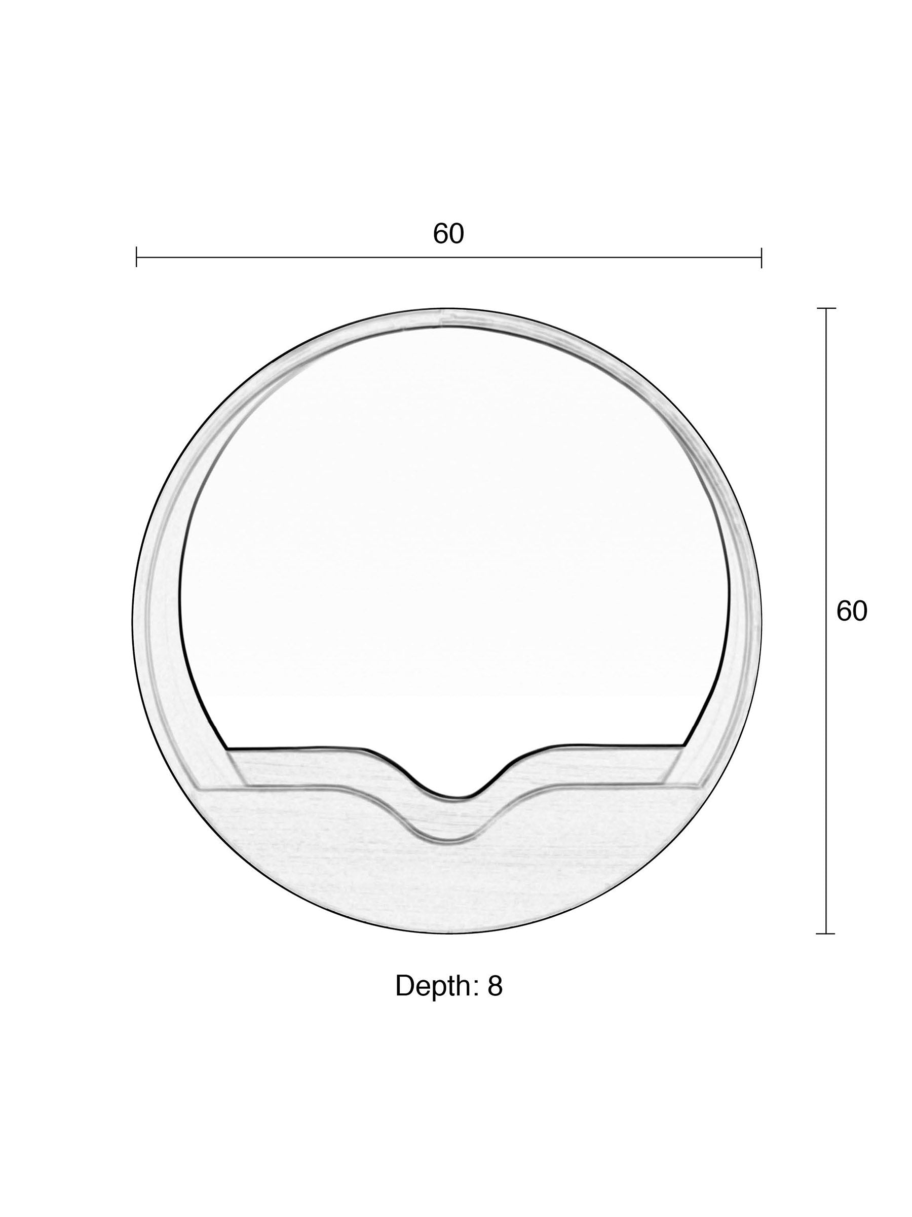 The Round Compartment Wall Mirror - Natural - 40x40x8cm