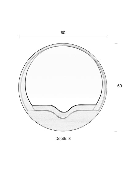 The Round Compartment Wall Mirror - Natural - 40x40x8cm
