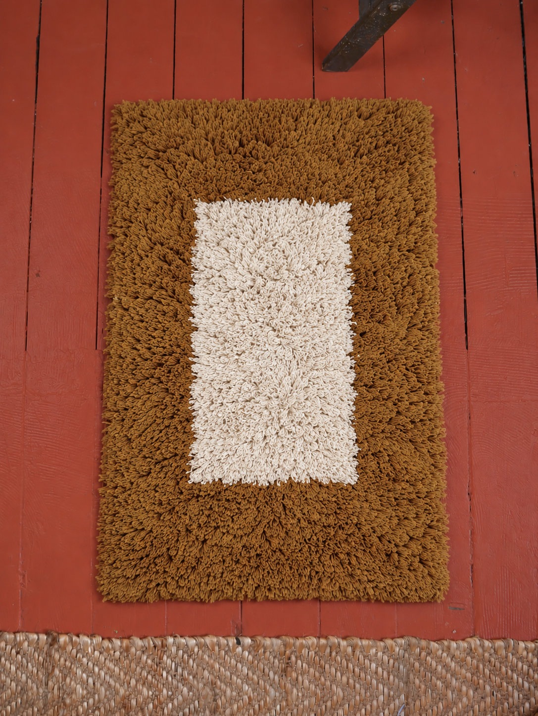 Artisanal Tufted Cotton Bath Mat - Mustard, Ivory