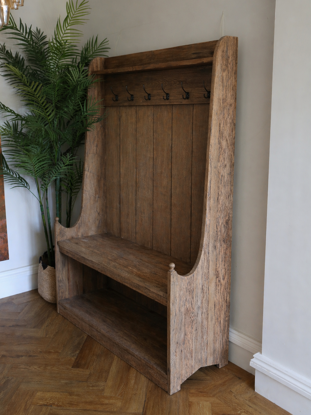 Rustic Hallway Bench And Storage Unit - Recycled Oak
