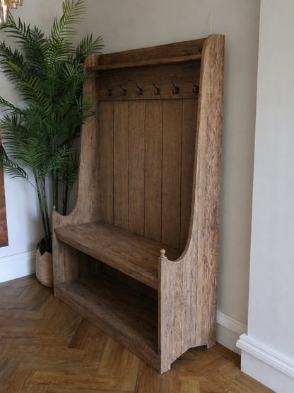 Rustic Hallway Bench And Storage Unit - Recycled Oak