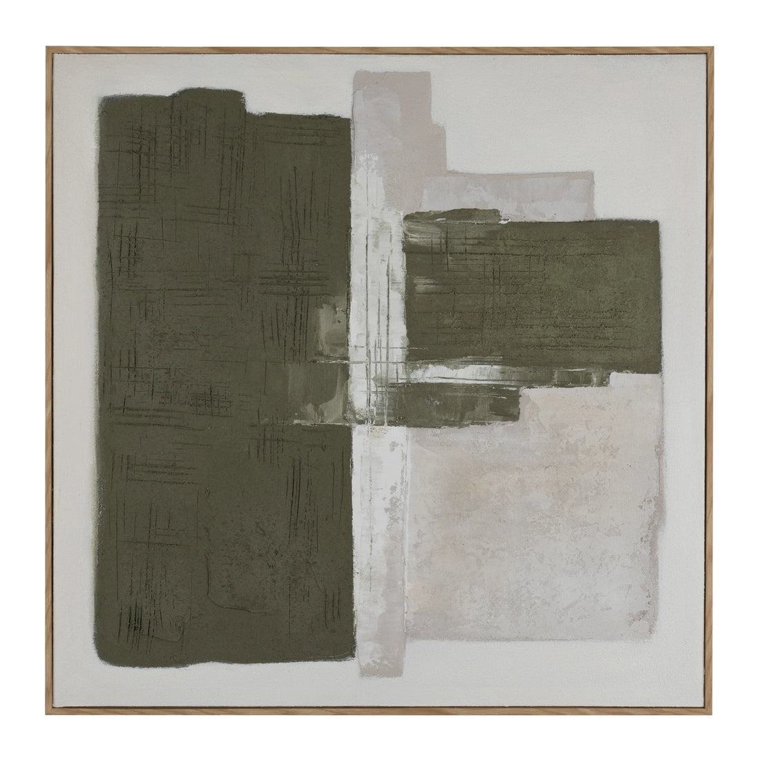 Loden - Hand Painted Abstract Artwork - 80x80x3.8cm - Sage Greens